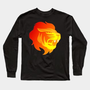 Raging Serious Fiery Lion with Mane Long Sleeve T-Shirt